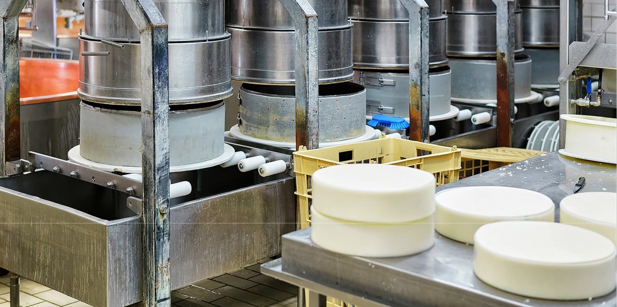 Linea automatizzata di confezionamento in un impianto industriale moderno per il settore caseario.